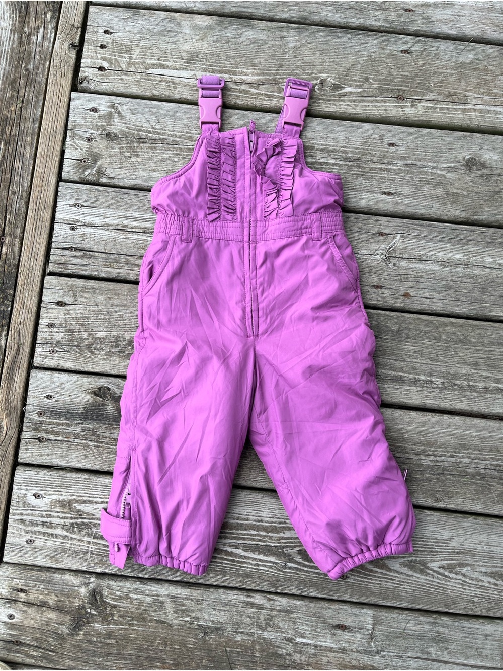 Girls' Purple Snow Bib Overalls - Waterproof Winter Bottoms